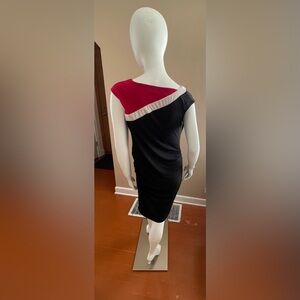 Maternity dress, size small, color black, red and beige